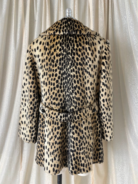 60s Safari by Sportowne faux leopard swing coat