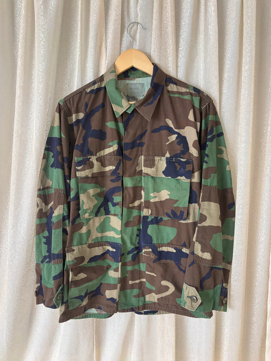80s/90s woodland camo ripstop military jacket