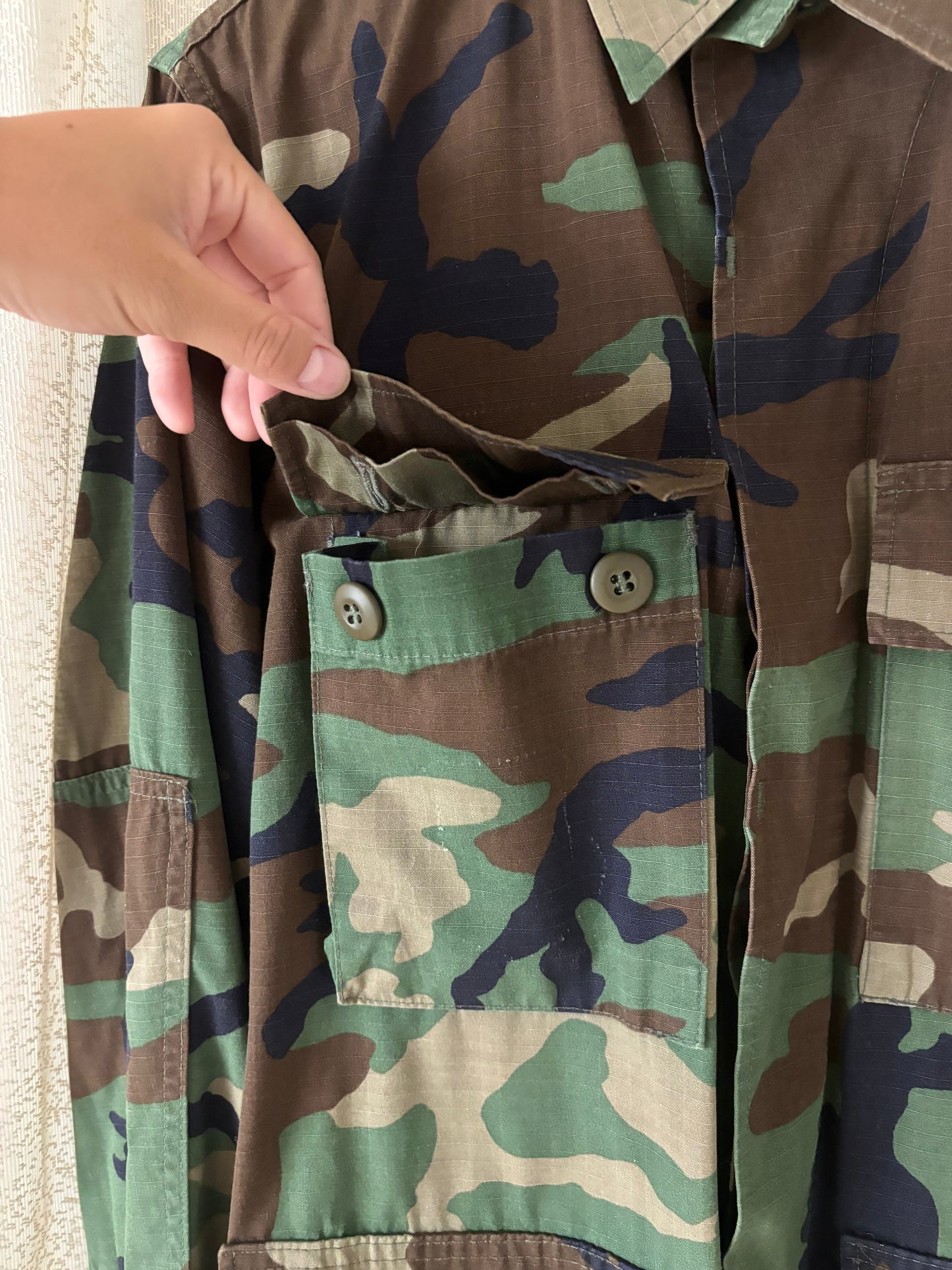 80s/90s woodland camo ripstop military jacket