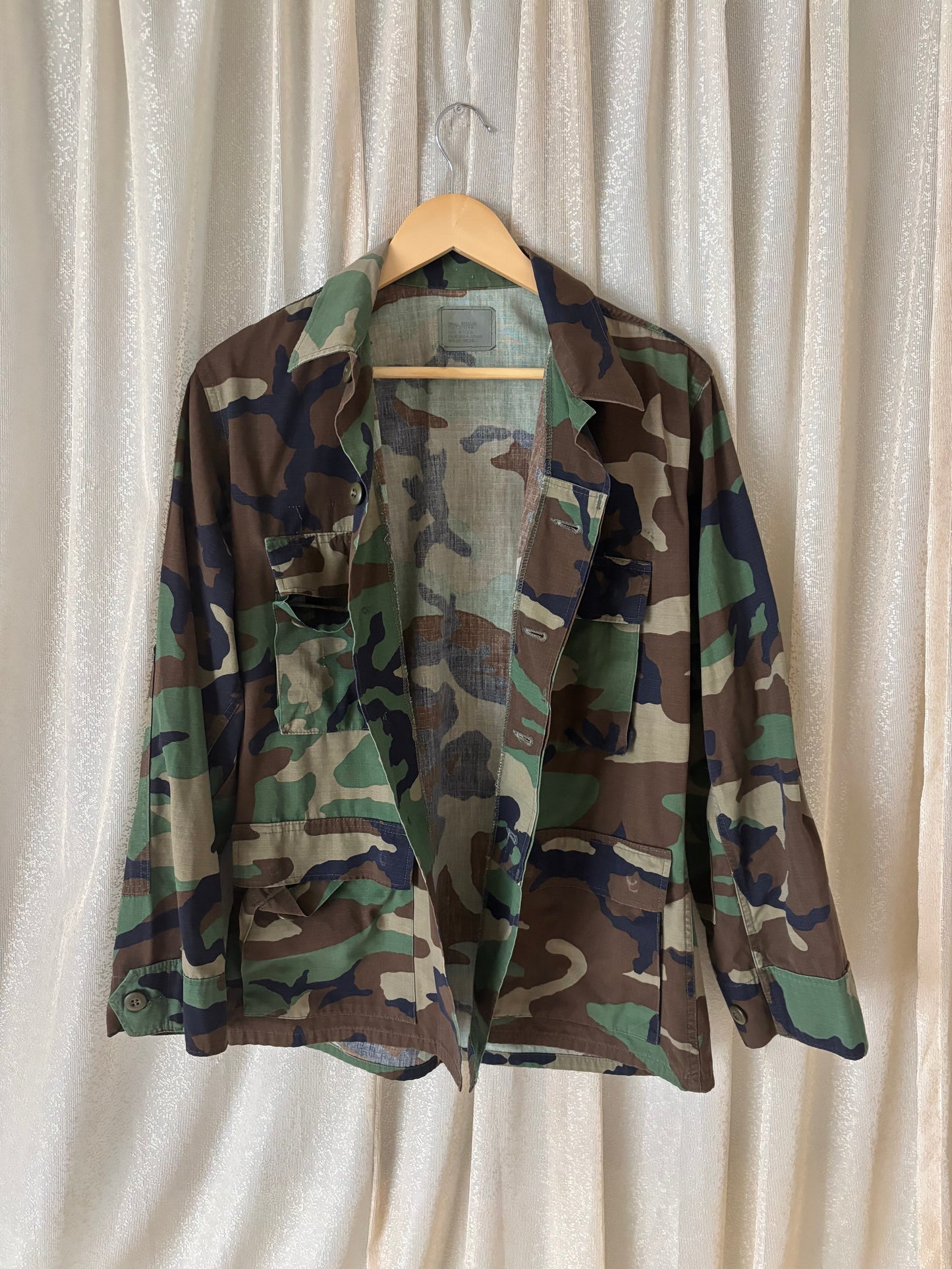 80s/90s woodland camo ripstop military jacket