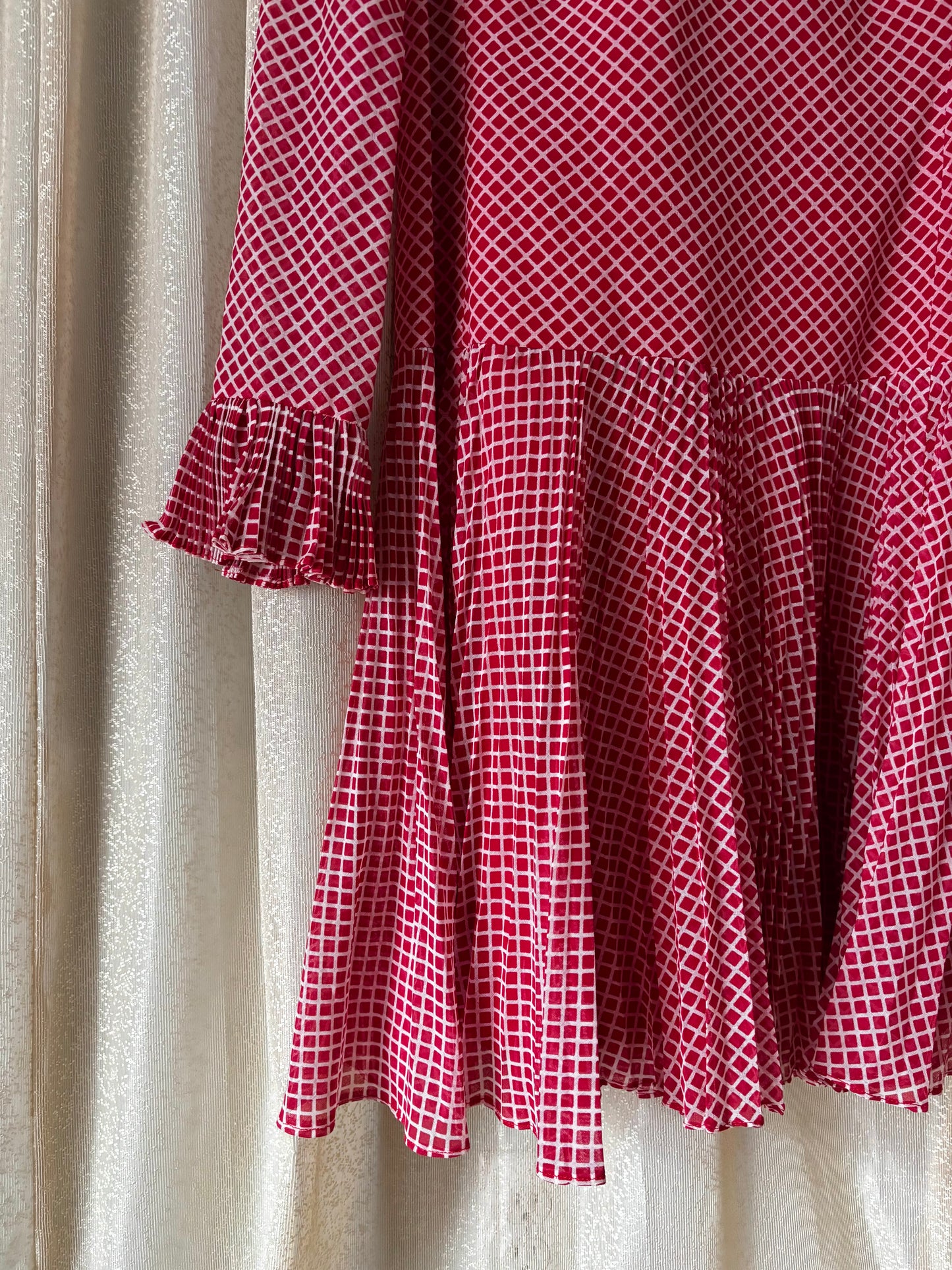 60s/70s checkered accordion pleat dress