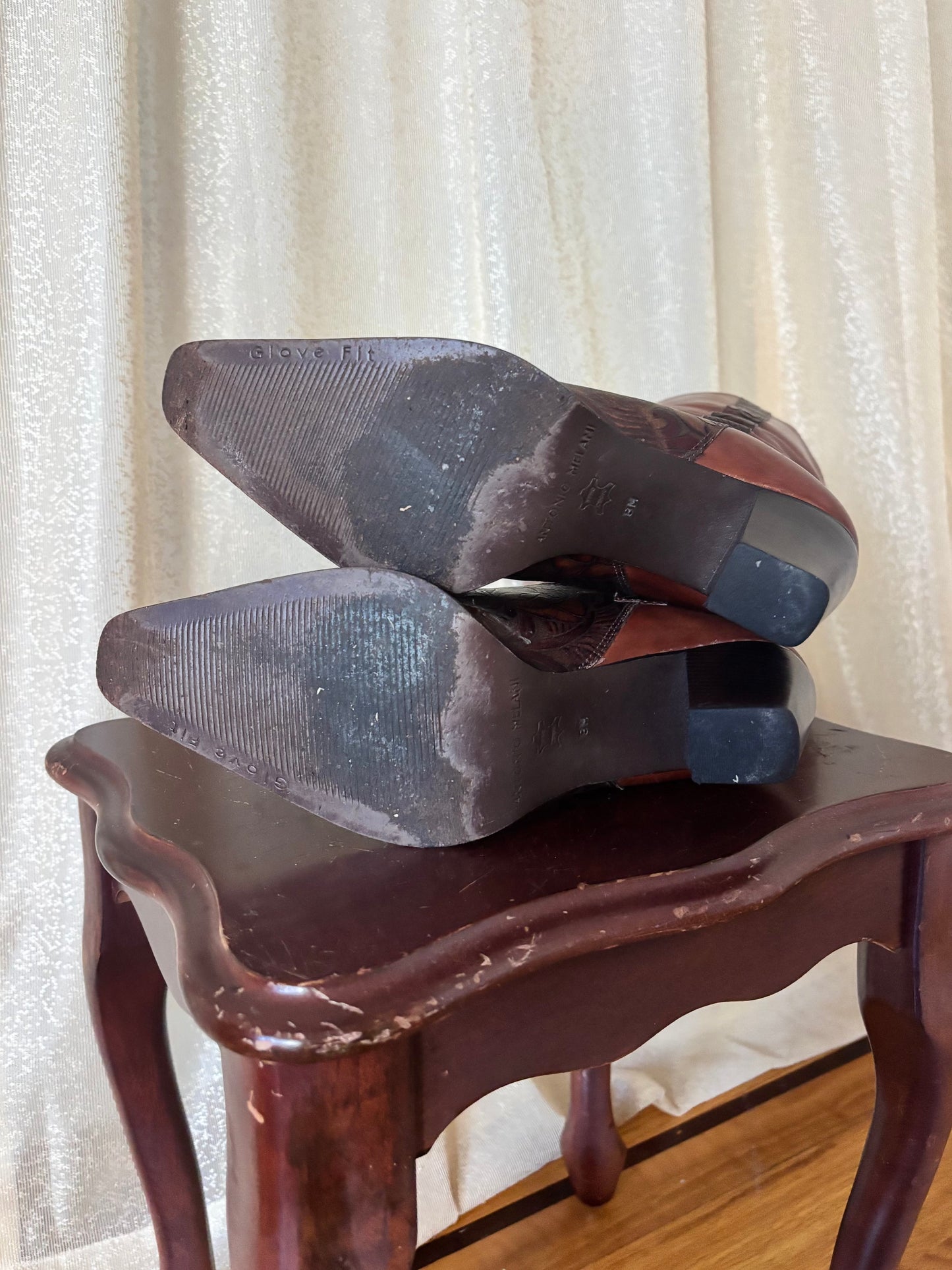 Tooled leather heeled boots