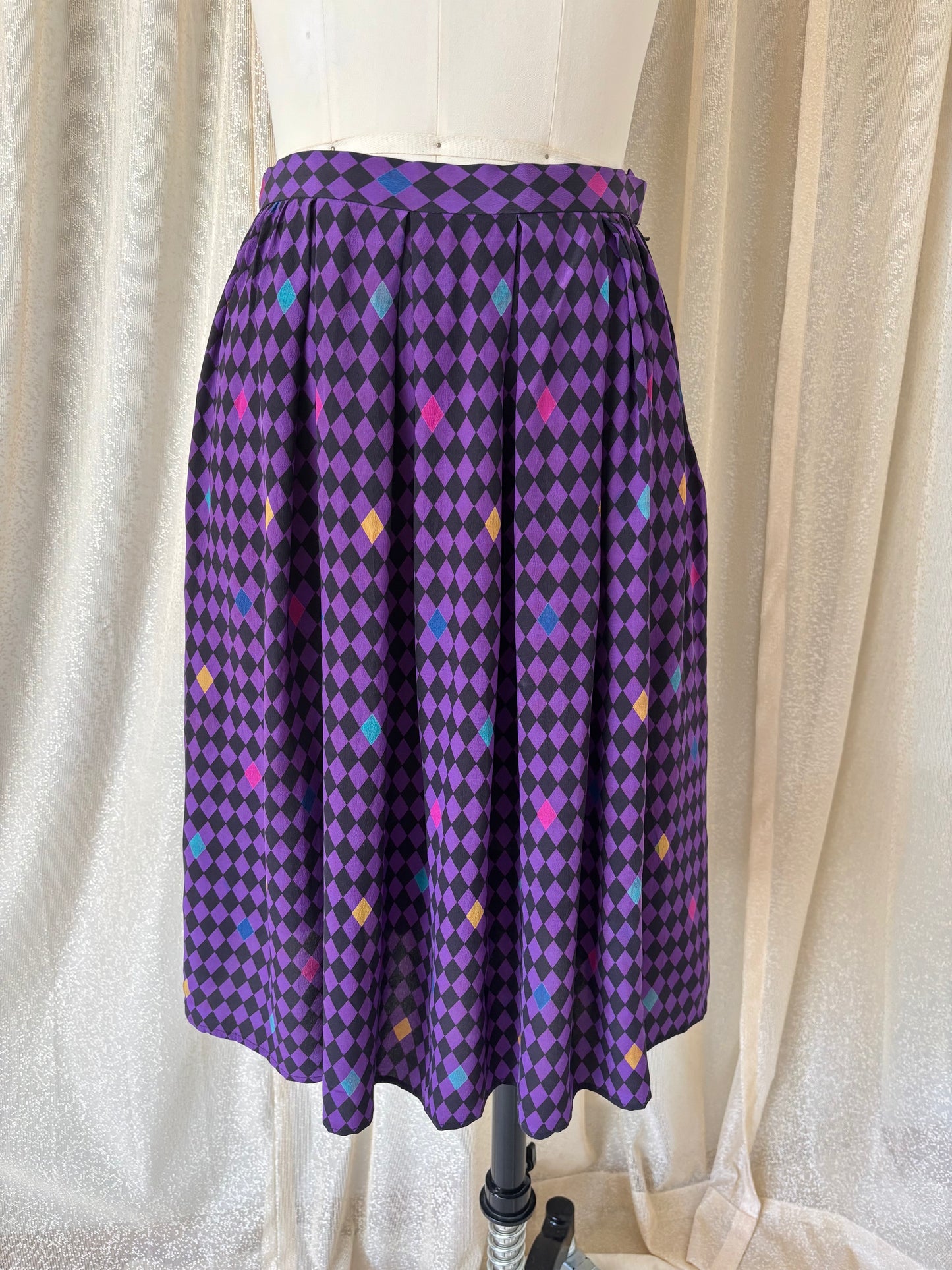 80s Miss O by Oscar de la Renta silk harlequin 2pc set