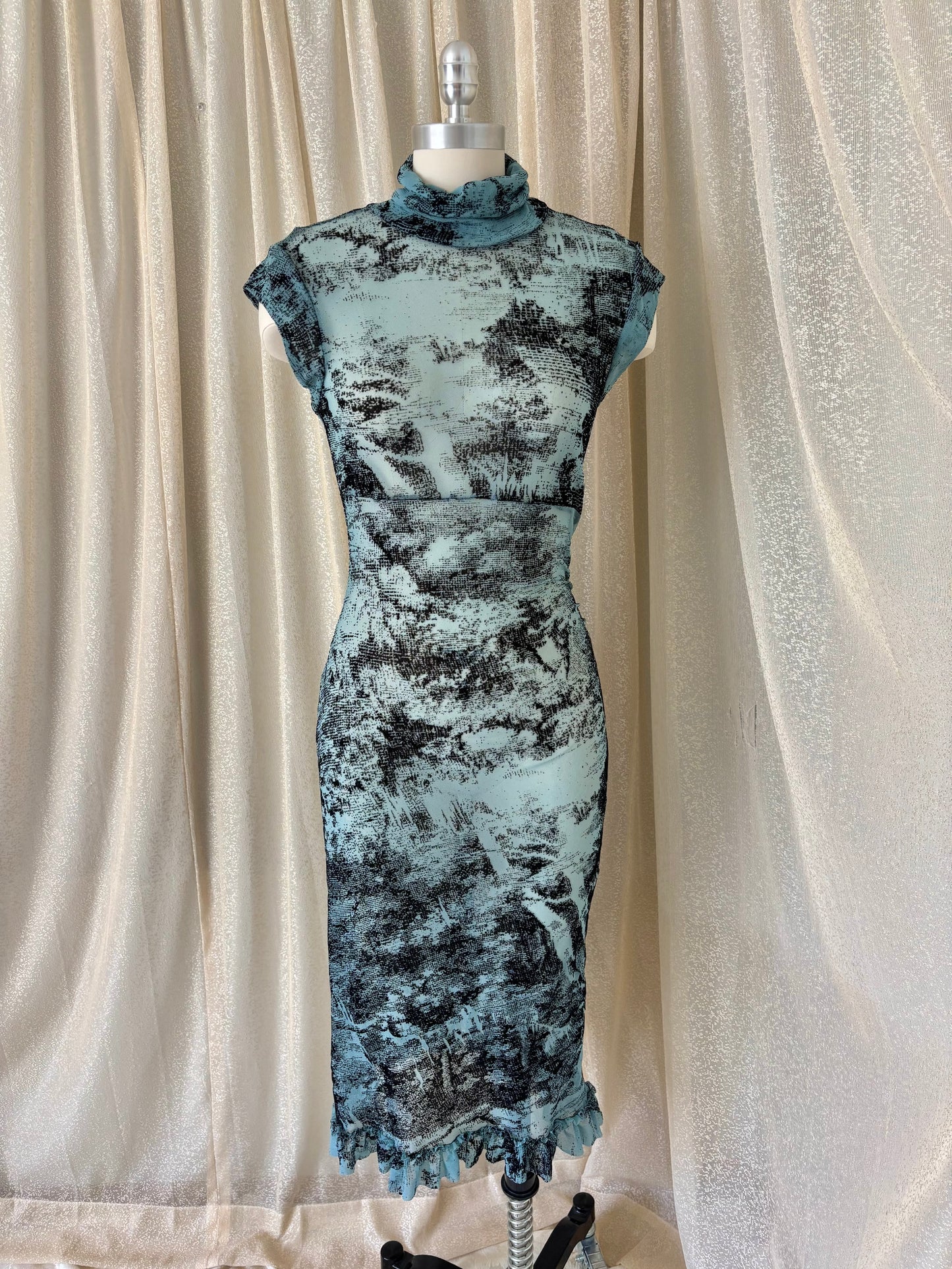00s Diane von Furstenberg abstract mesh midi dress