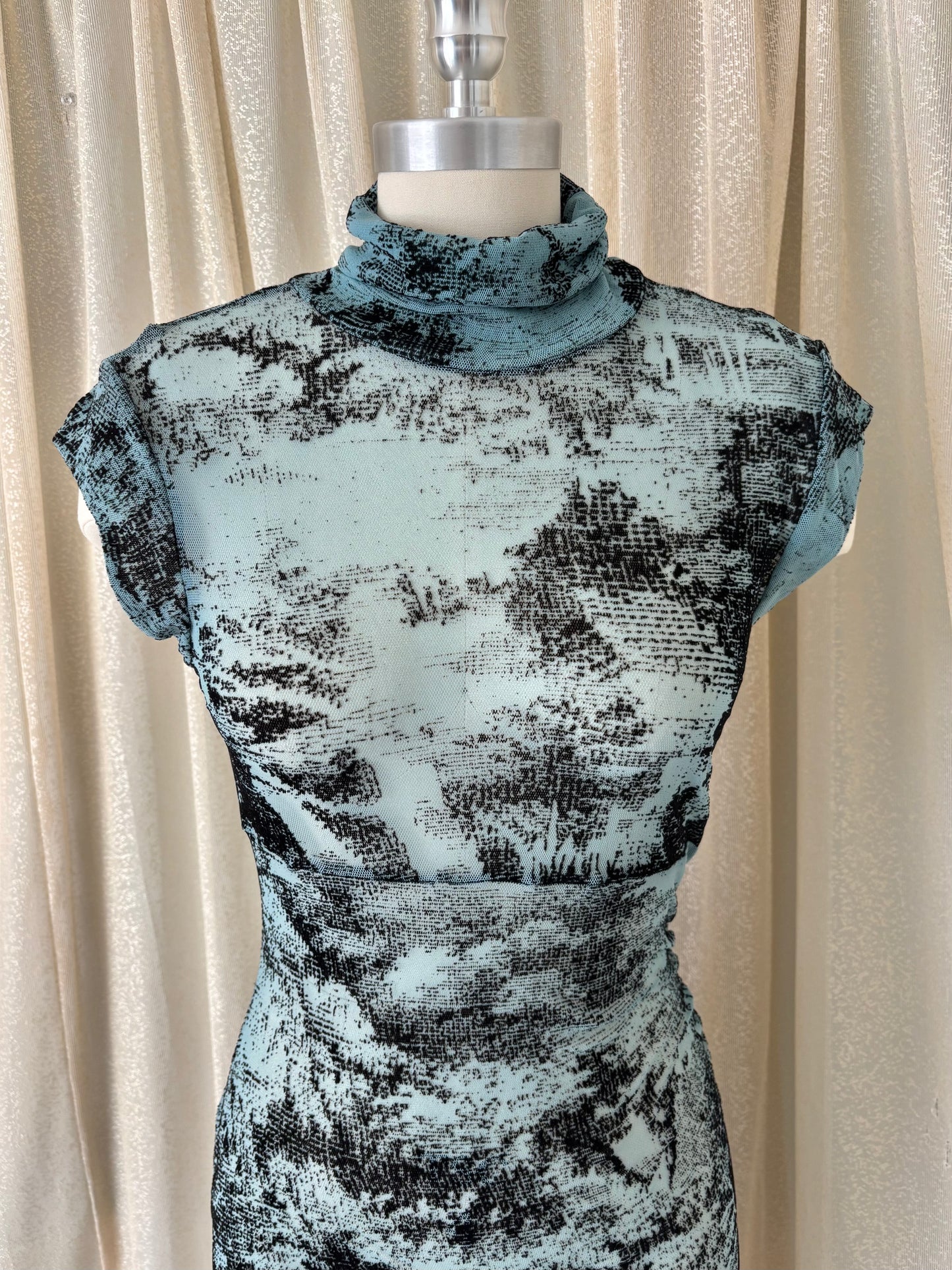 00s Diane von Furstenberg abstract mesh midi dress