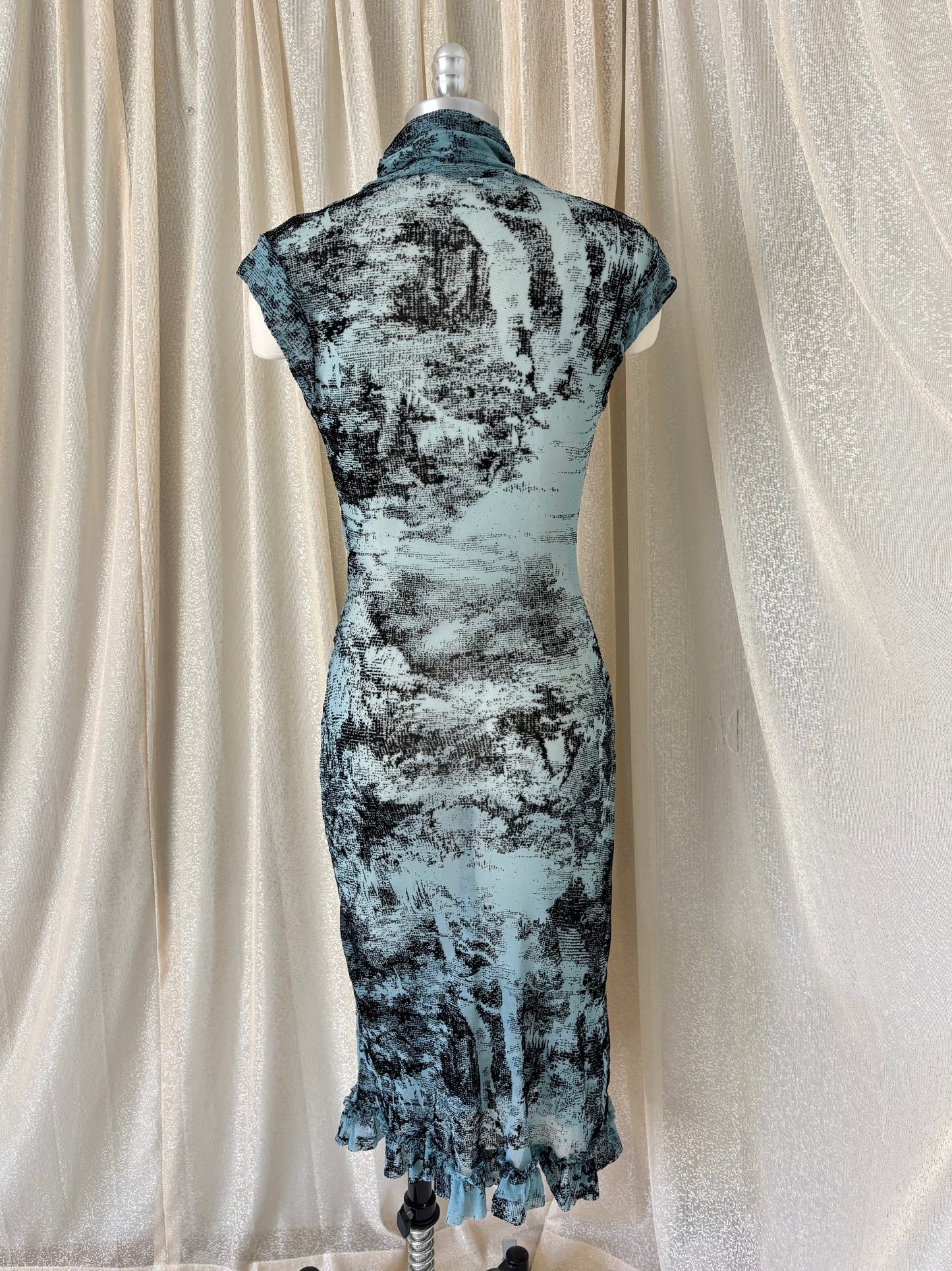00s Diane von Furstenberg abstract mesh midi dress