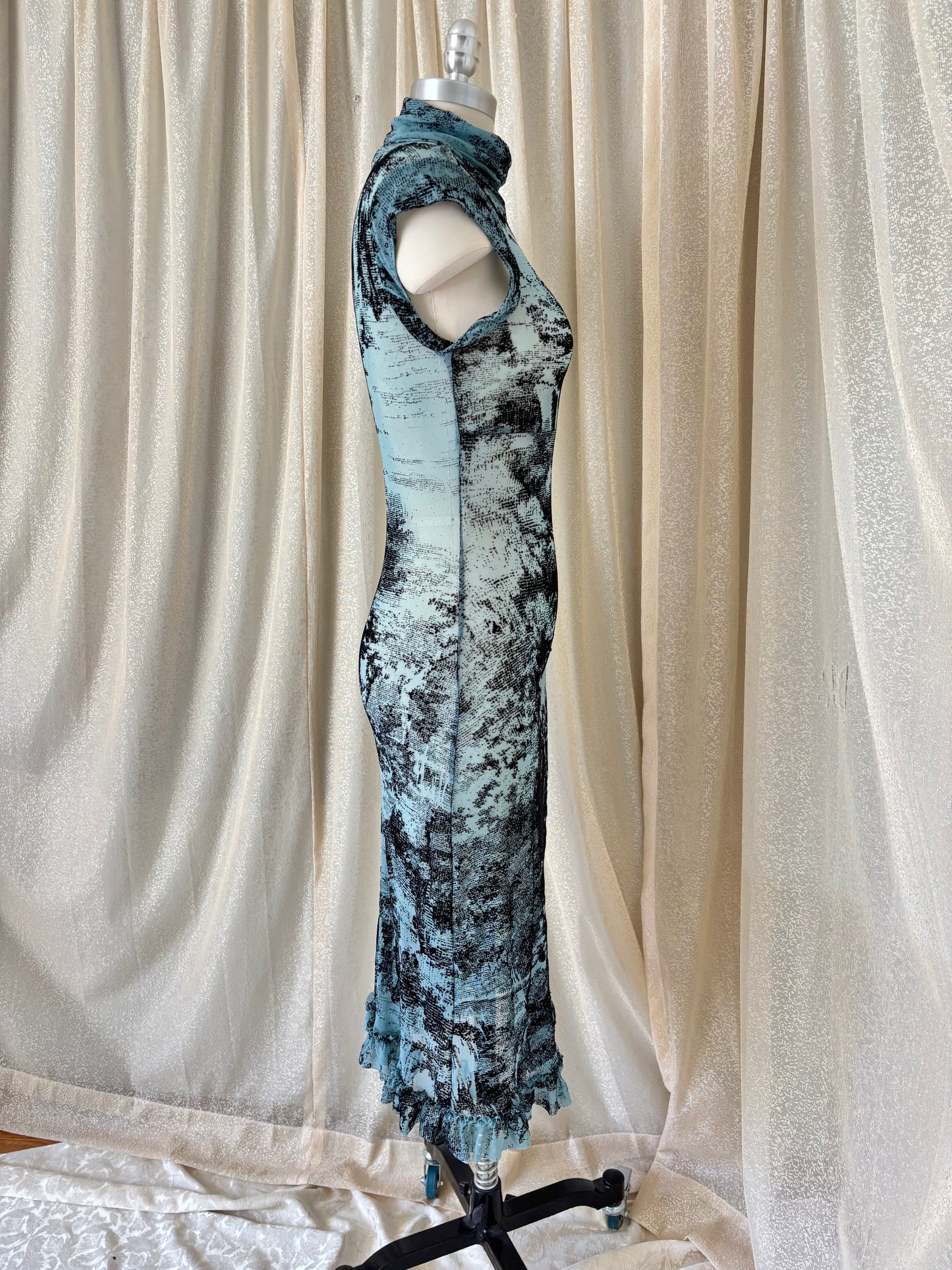 00s Diane von Furstenberg abstract mesh midi dress