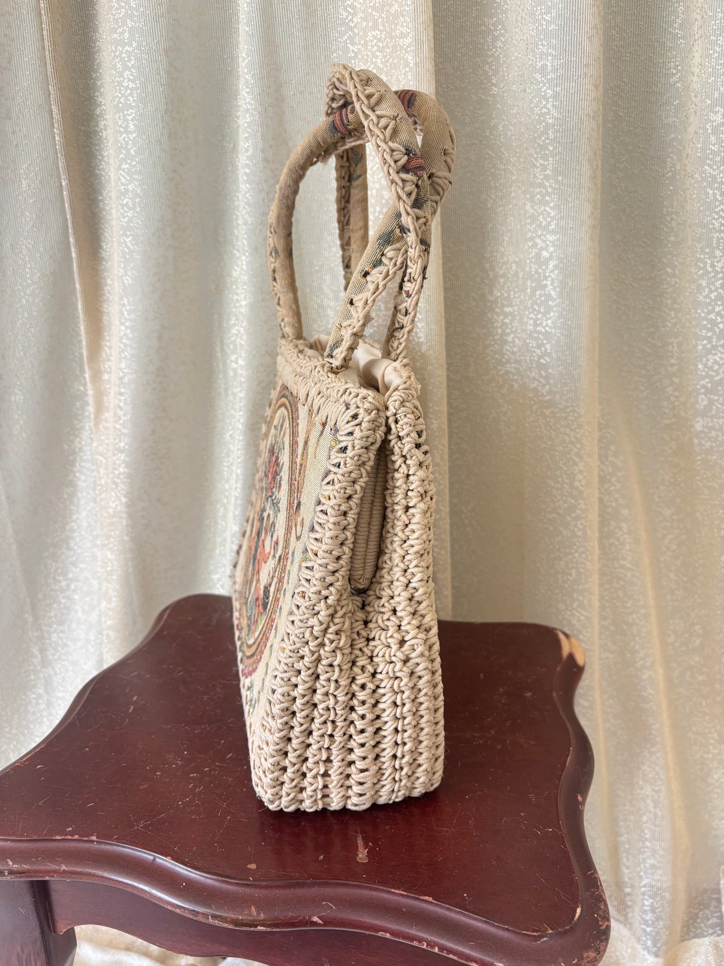 60s Made in Italy woven cherub tapestry bag