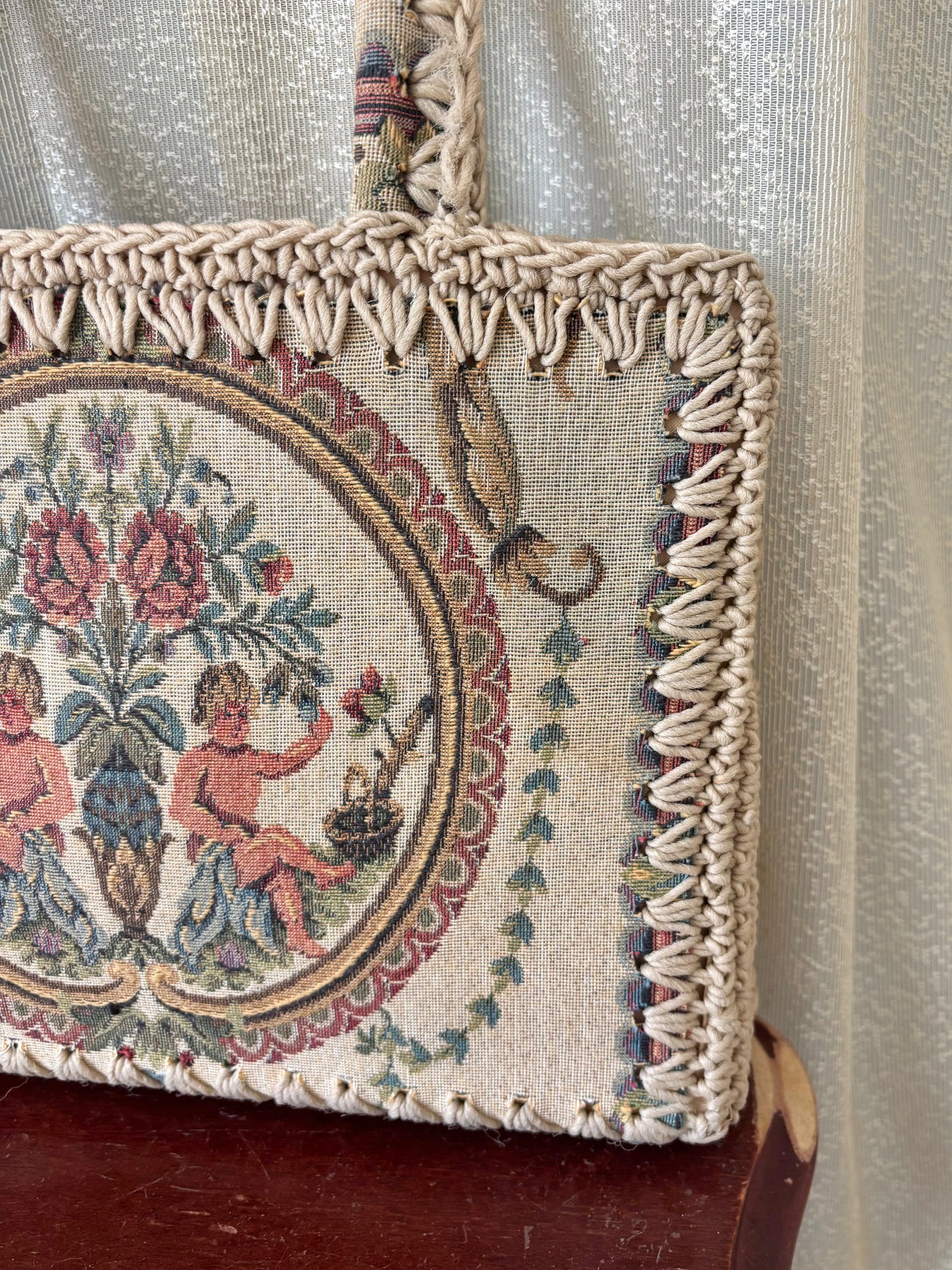 60s Made in Italy woven cherub tapestry bag