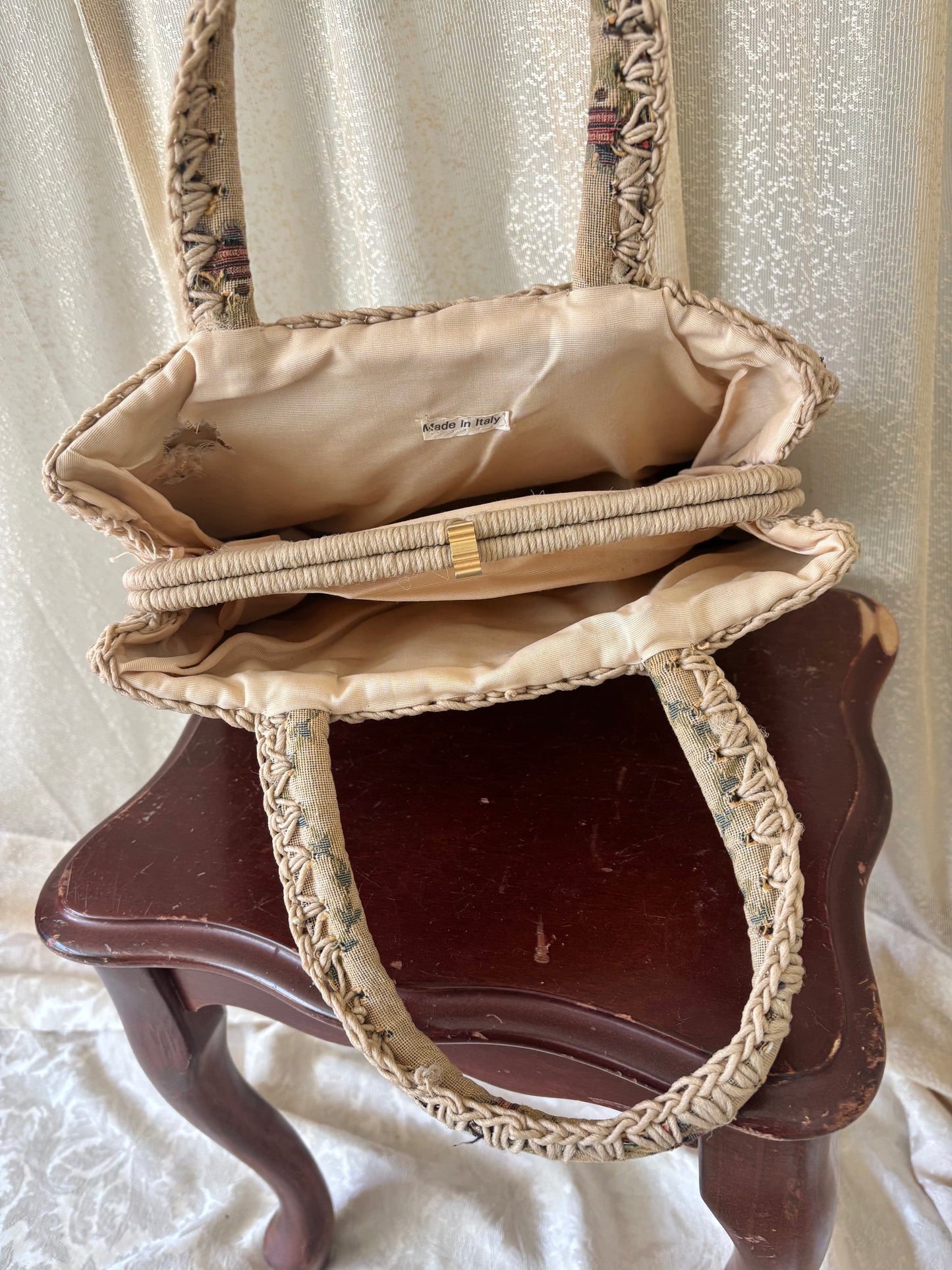 60s Made in Italy woven cherub tapestry bag