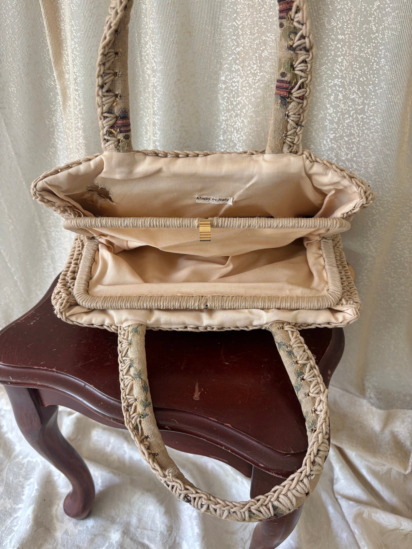 60s Made in Italy woven cherub tapestry bag