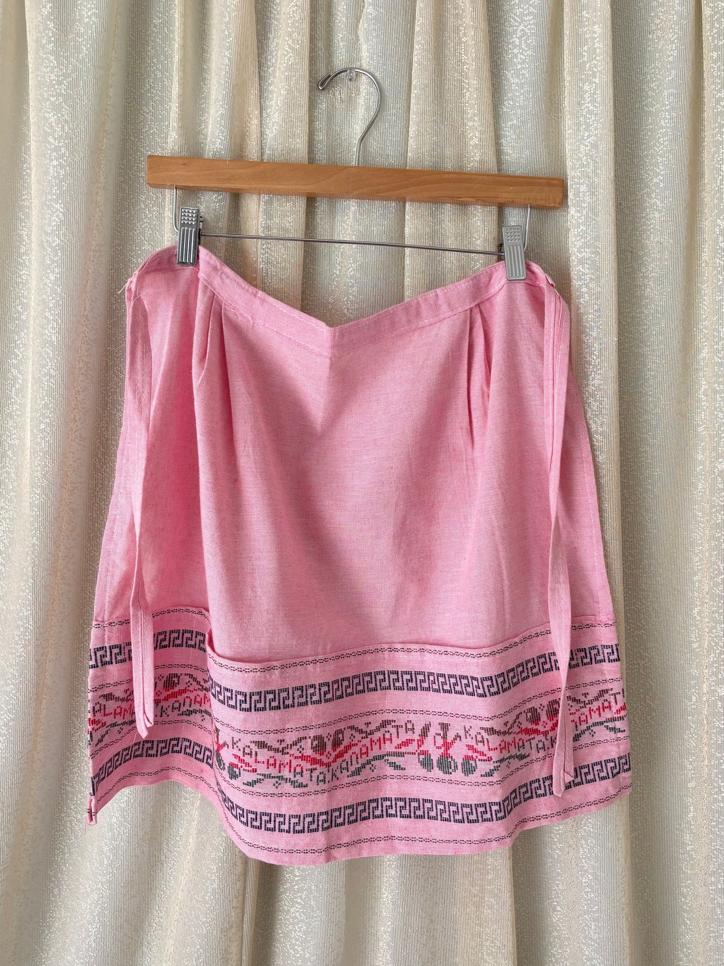 Vintage "Kalamata" Greek souvenir linen apron