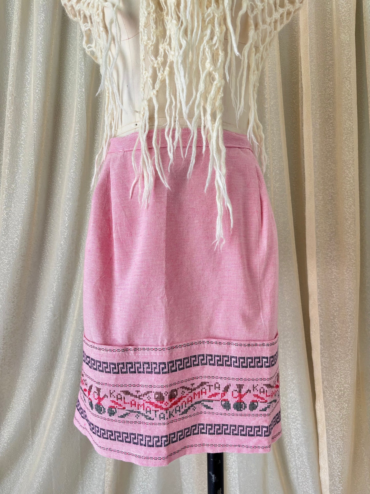 Vintage "Kalamata" Greek souvenir linen apron