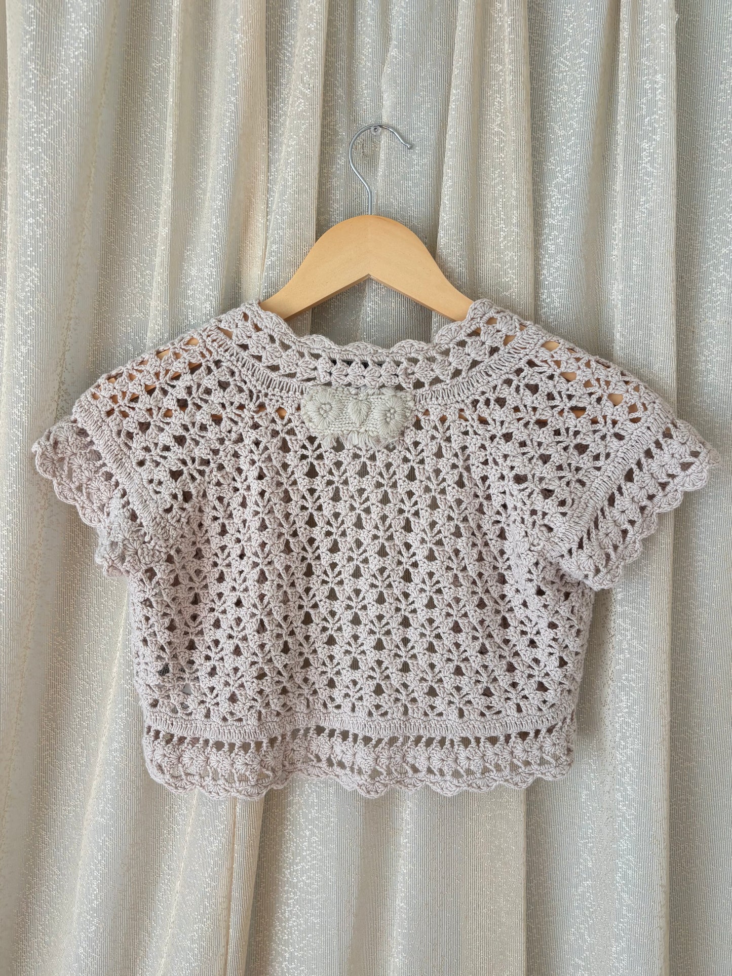 Cotton-blend floral crochet bolero cardigan