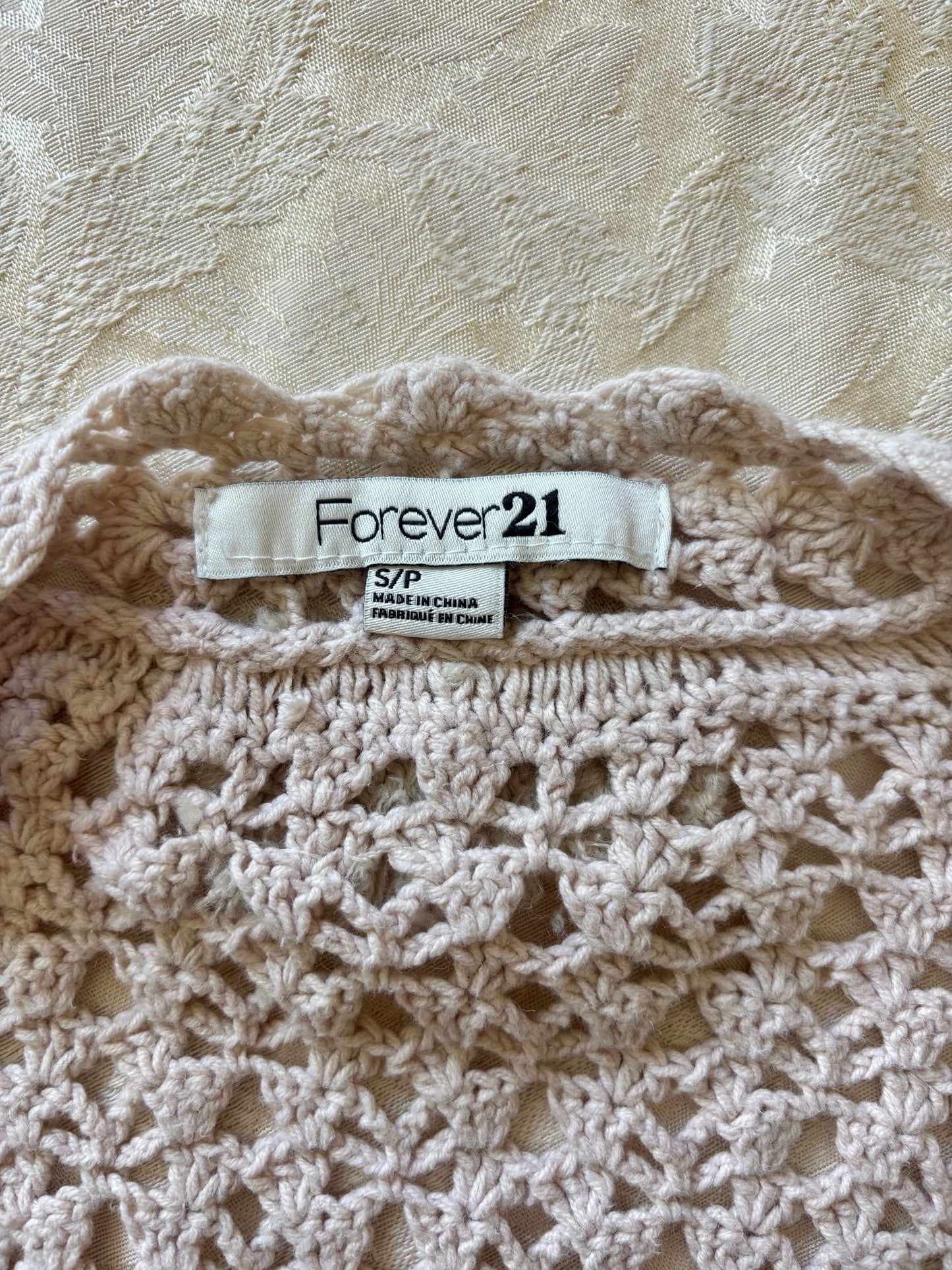 Cotton-blend floral crochet bolero cardigan