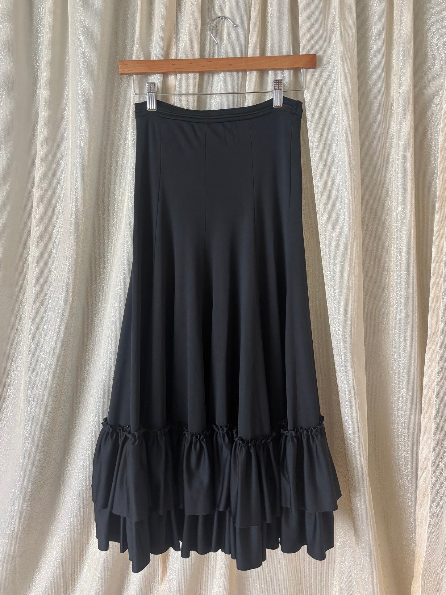 90s black ruffle flamenco skirt