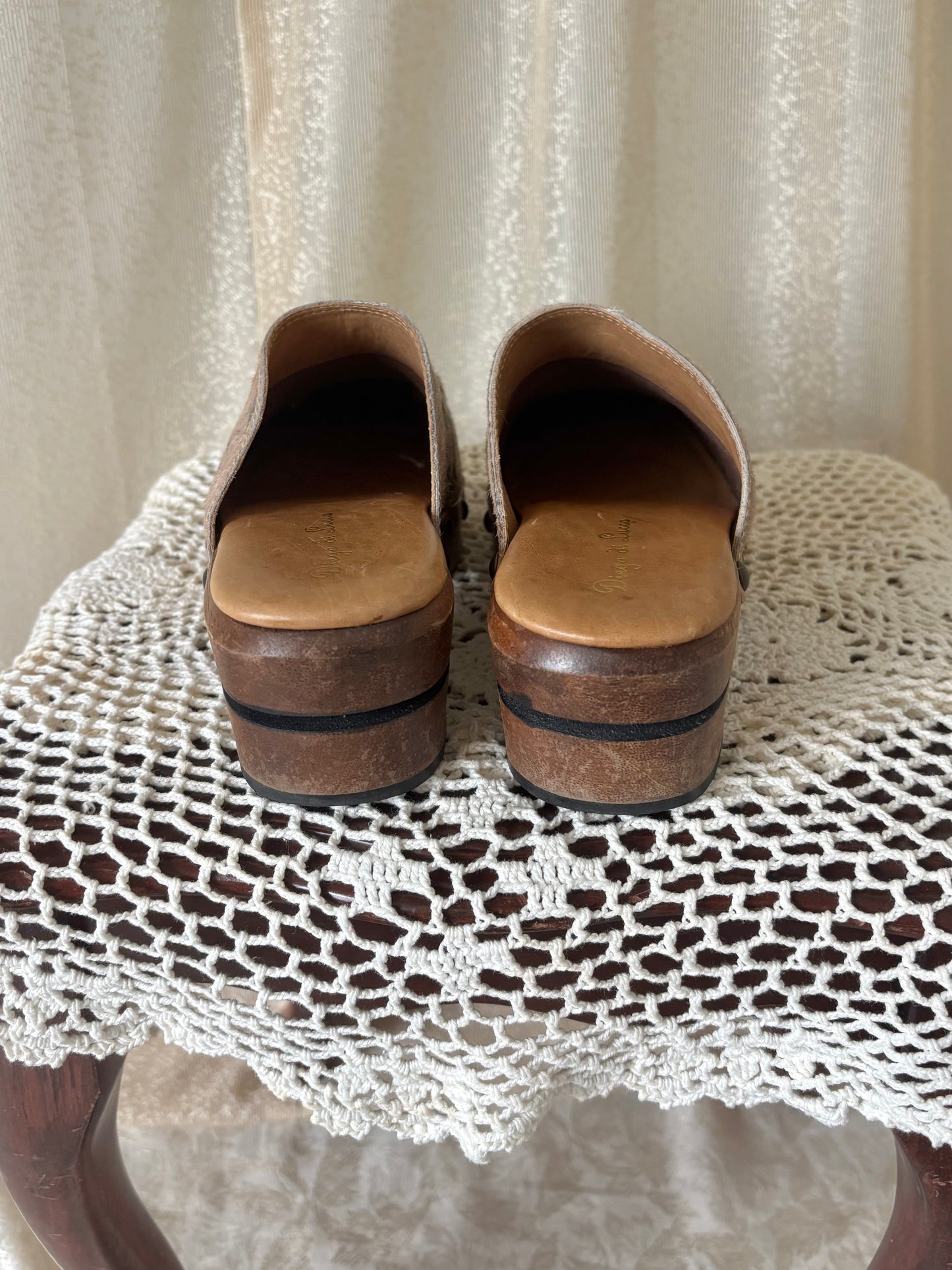 90s/00s studded calf hair clogs