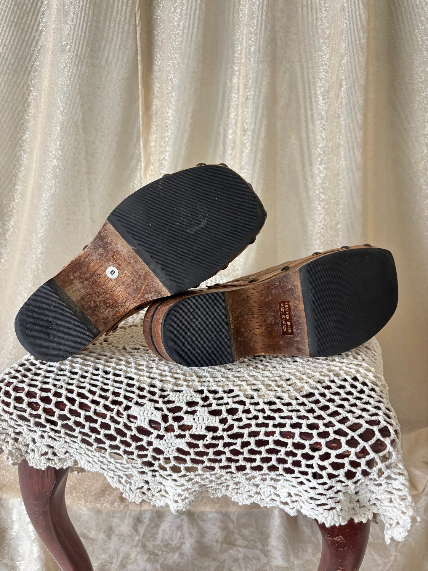 90s/00s studded calf hair clogs