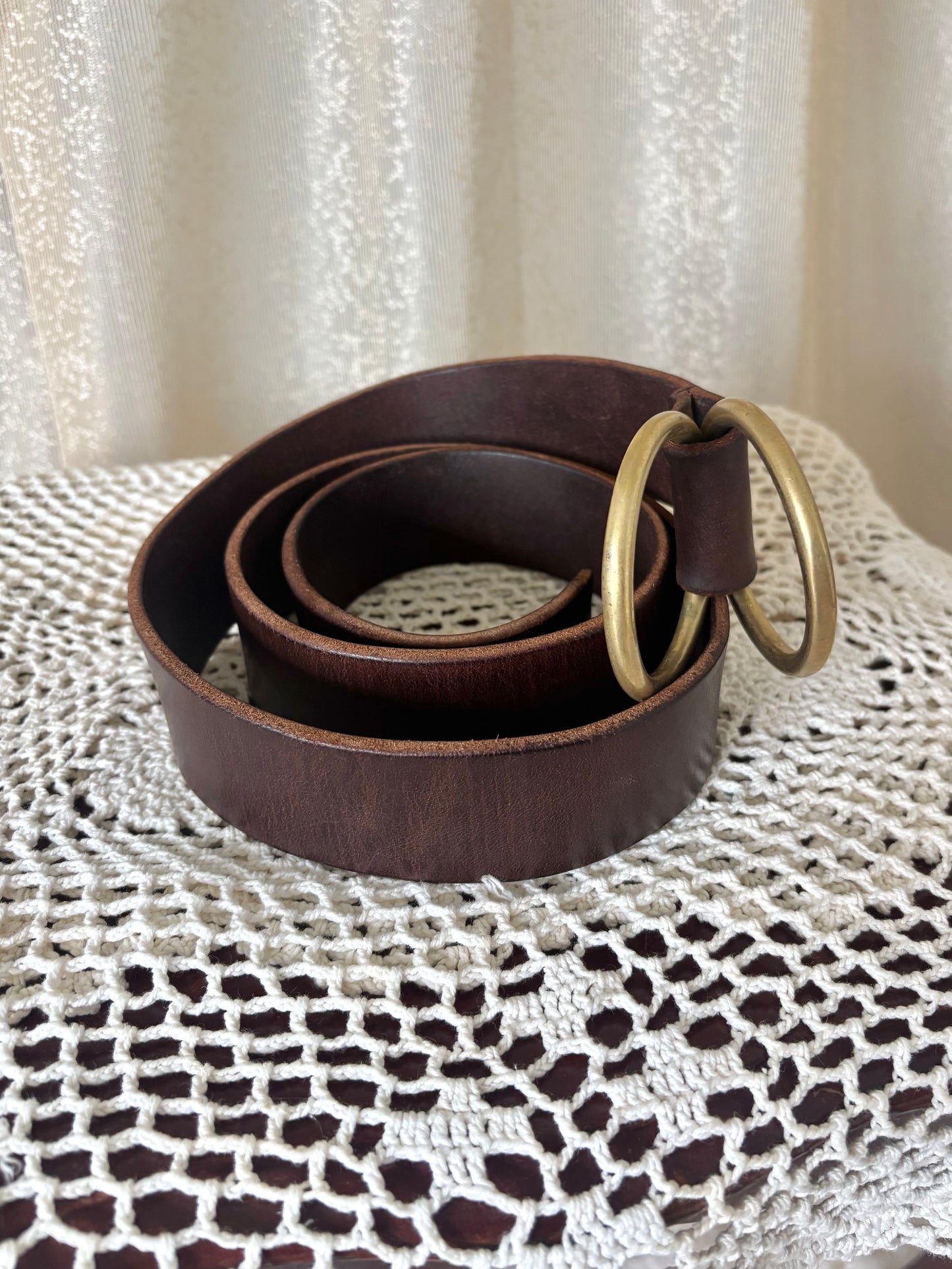 Ralph Lauren Made in England brass O-ring leather belt