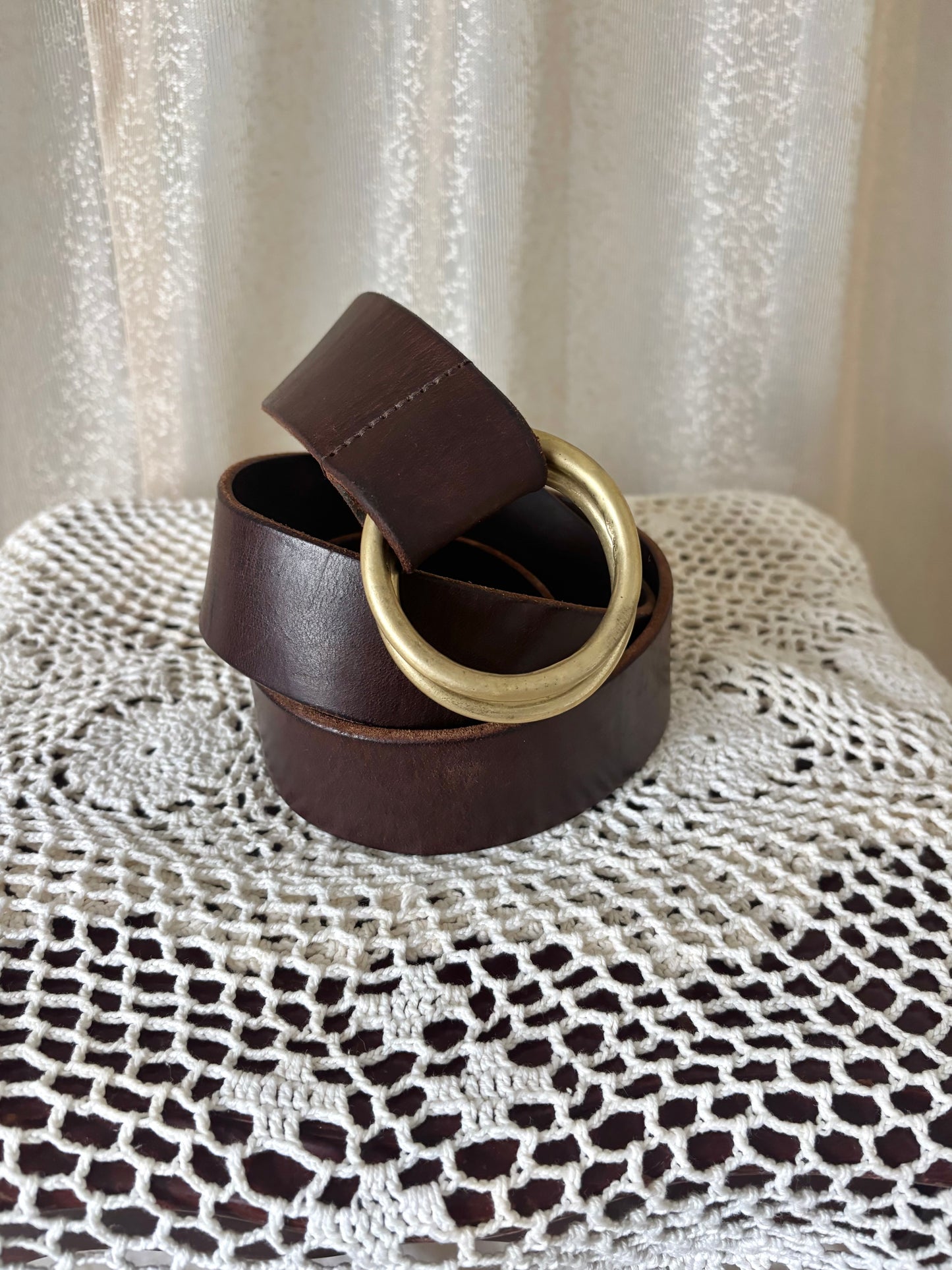 Ralph Lauren Made in England brass O-ring leather belt