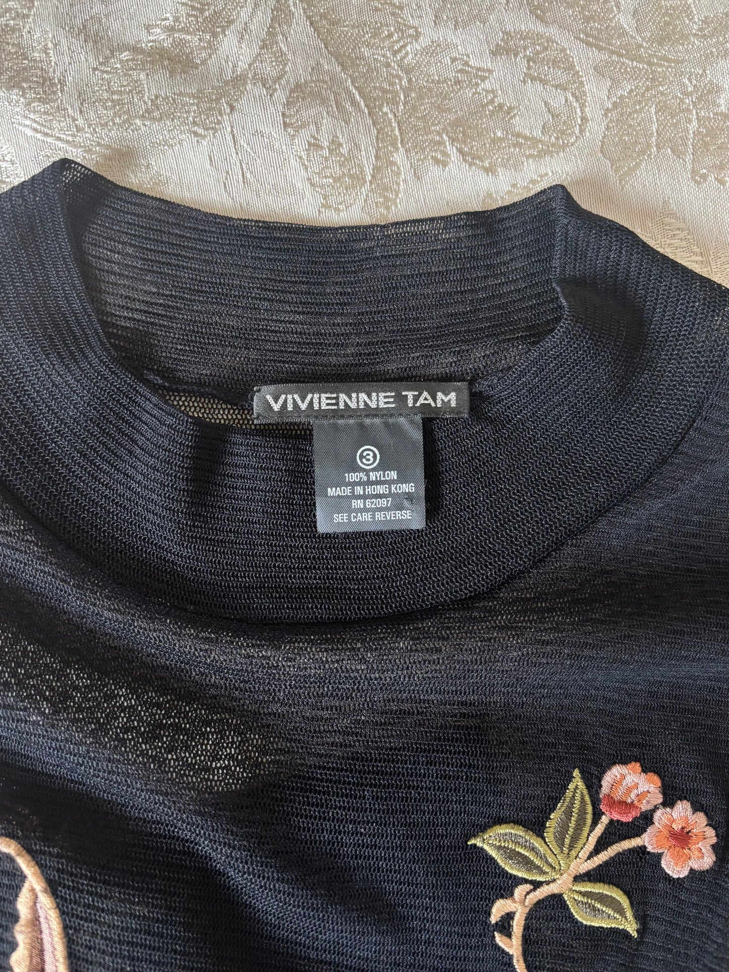 90s Vivienne Tam embroidered mesh mini dress