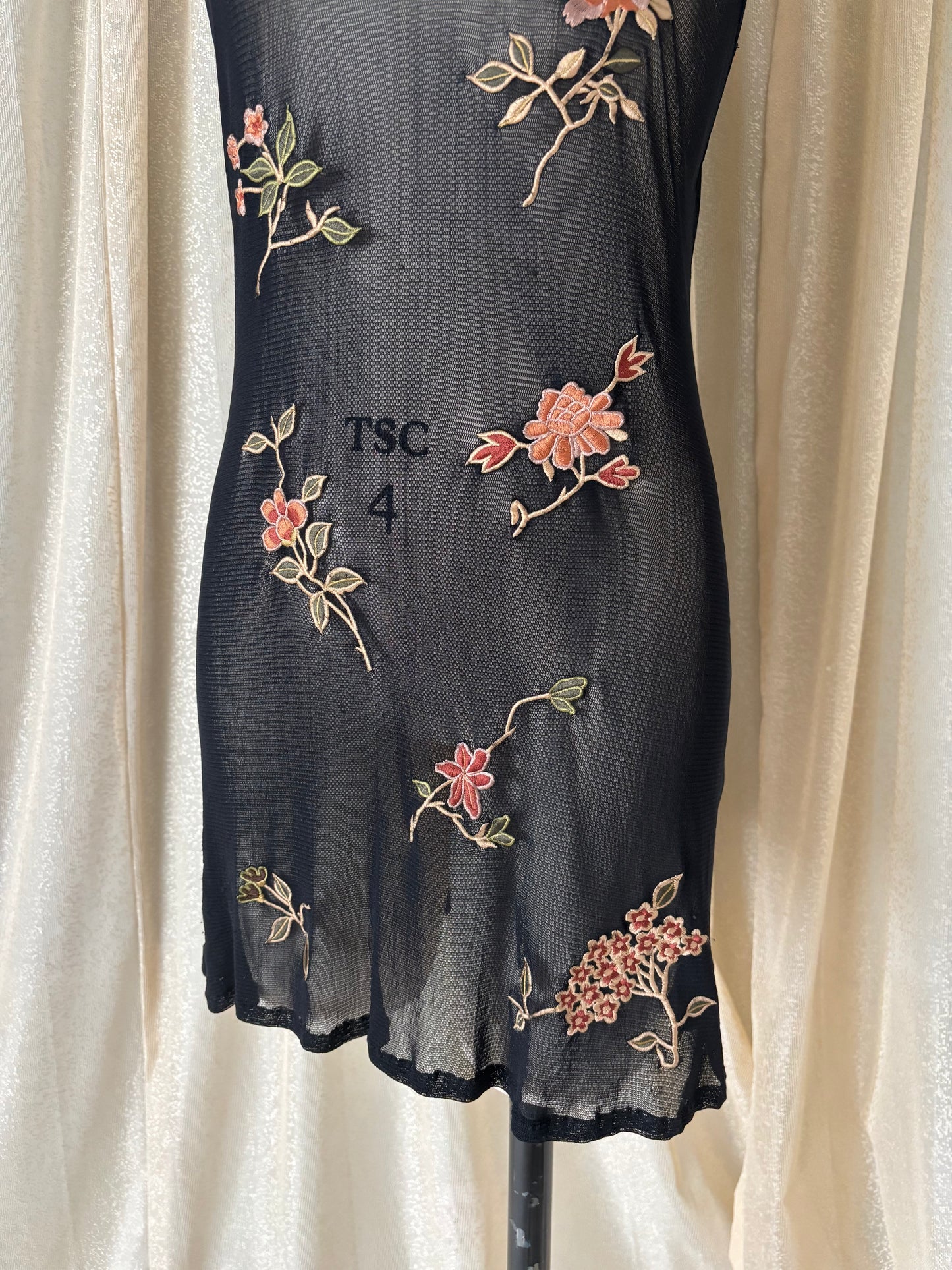 90s Vivienne Tam embroidered mesh mini dress