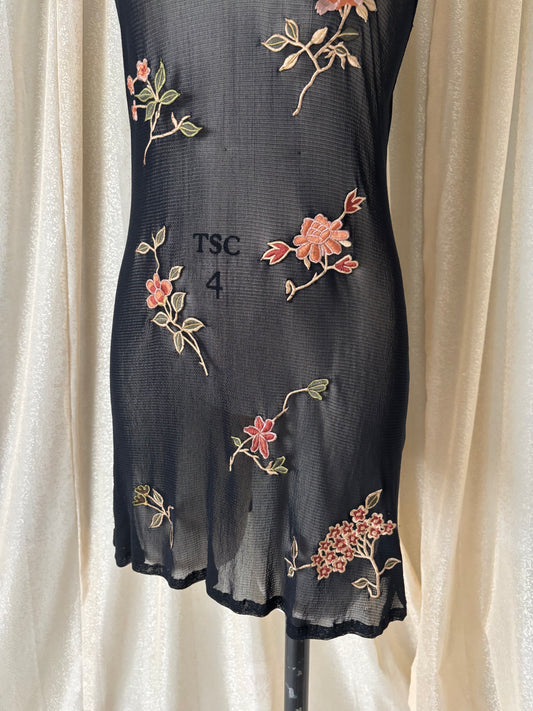 90s Vivienne Tam embroidered mesh mini dress