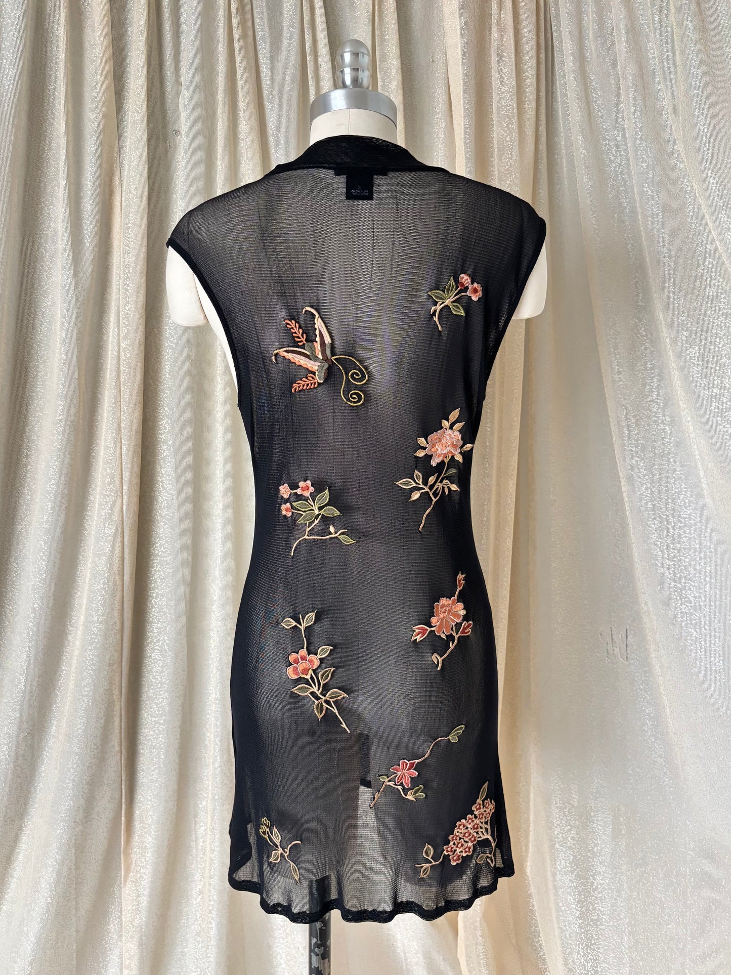 90s Vivienne Tam embroidered mesh mini dress