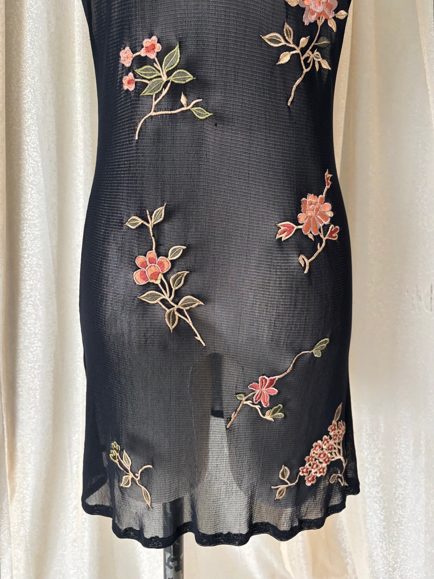 90s Vivienne Tam embroidered mesh mini dress