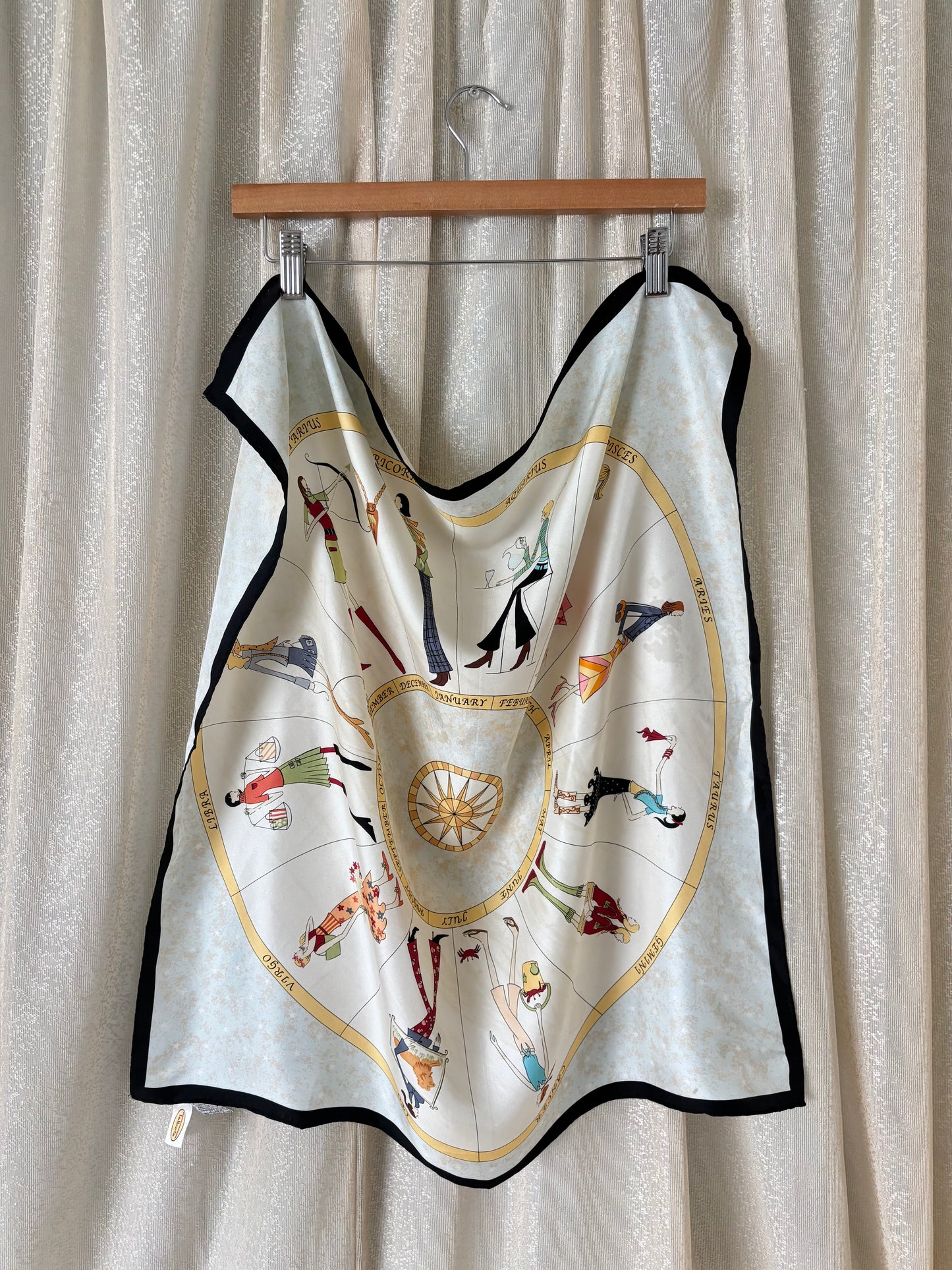 Vintage Talbots whimsical zodiac silk scarf