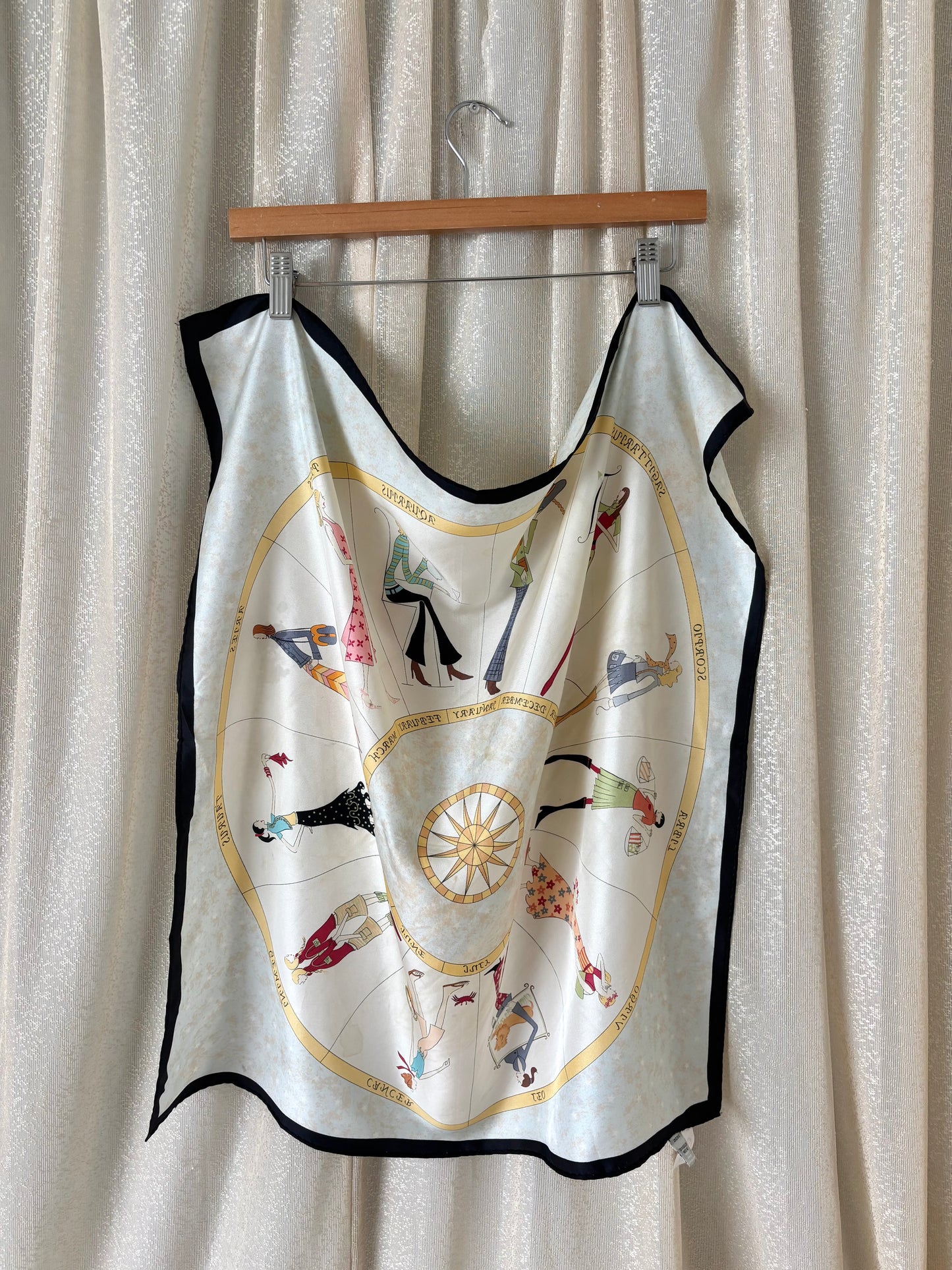 Vintage Talbots whimsical zodiac silk scarf