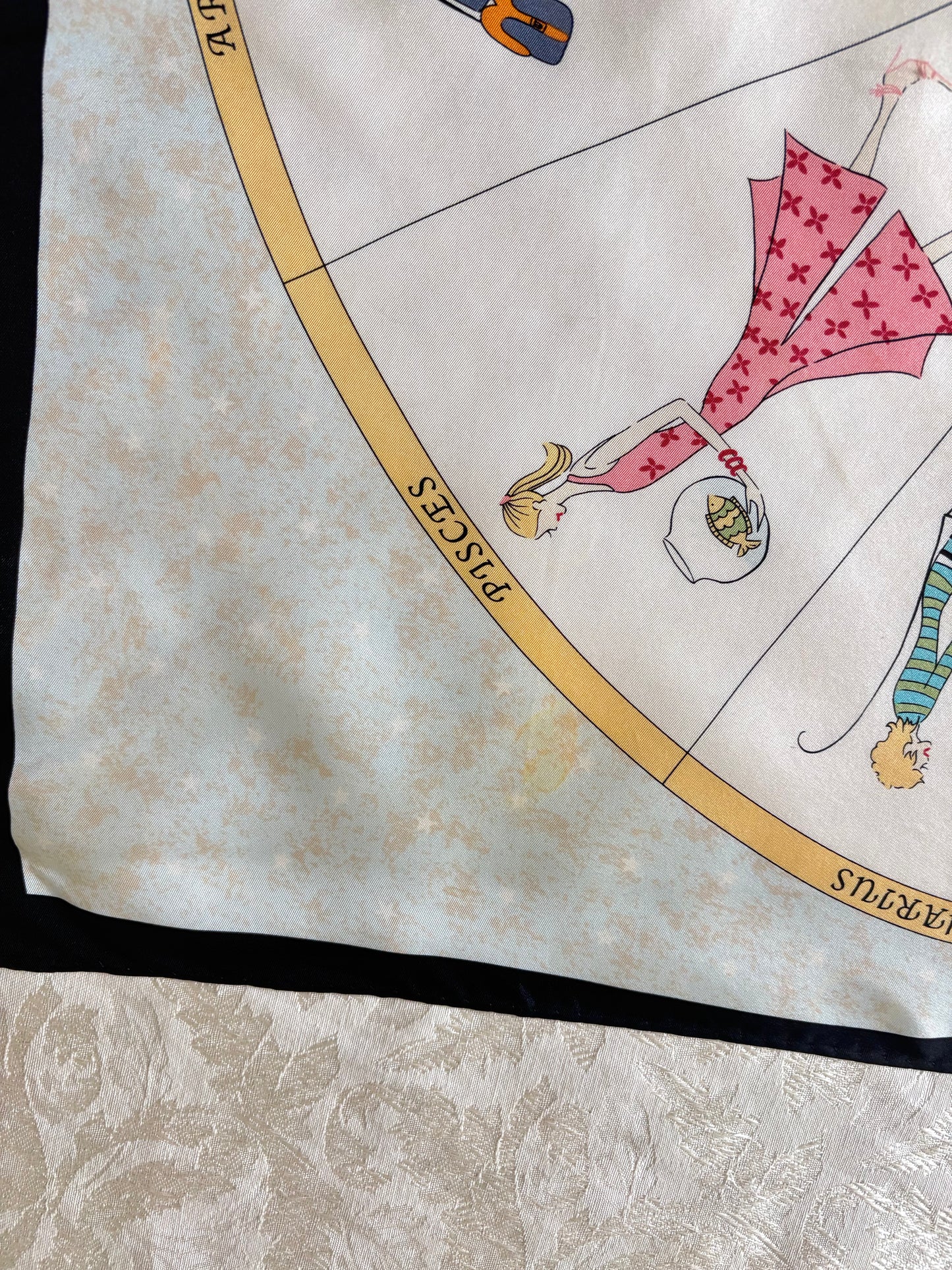 Vintage Talbots whimsical zodiac silk scarf