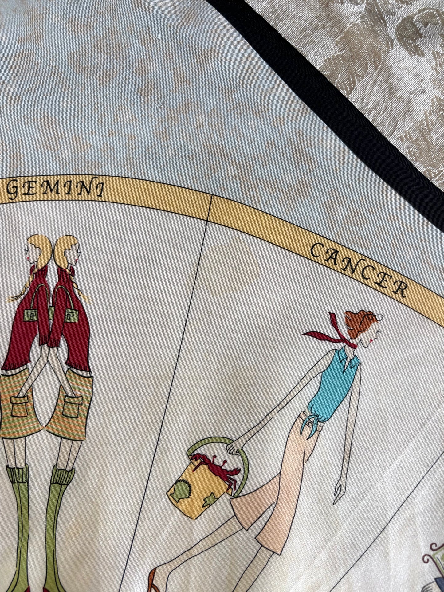 Vintage Talbots whimsical zodiac silk scarf