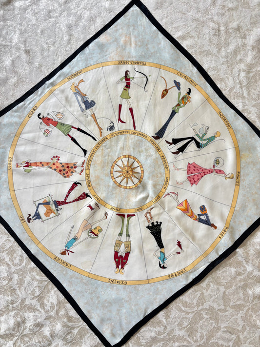 Vintage Talbots whimsical zodiac silk scarf