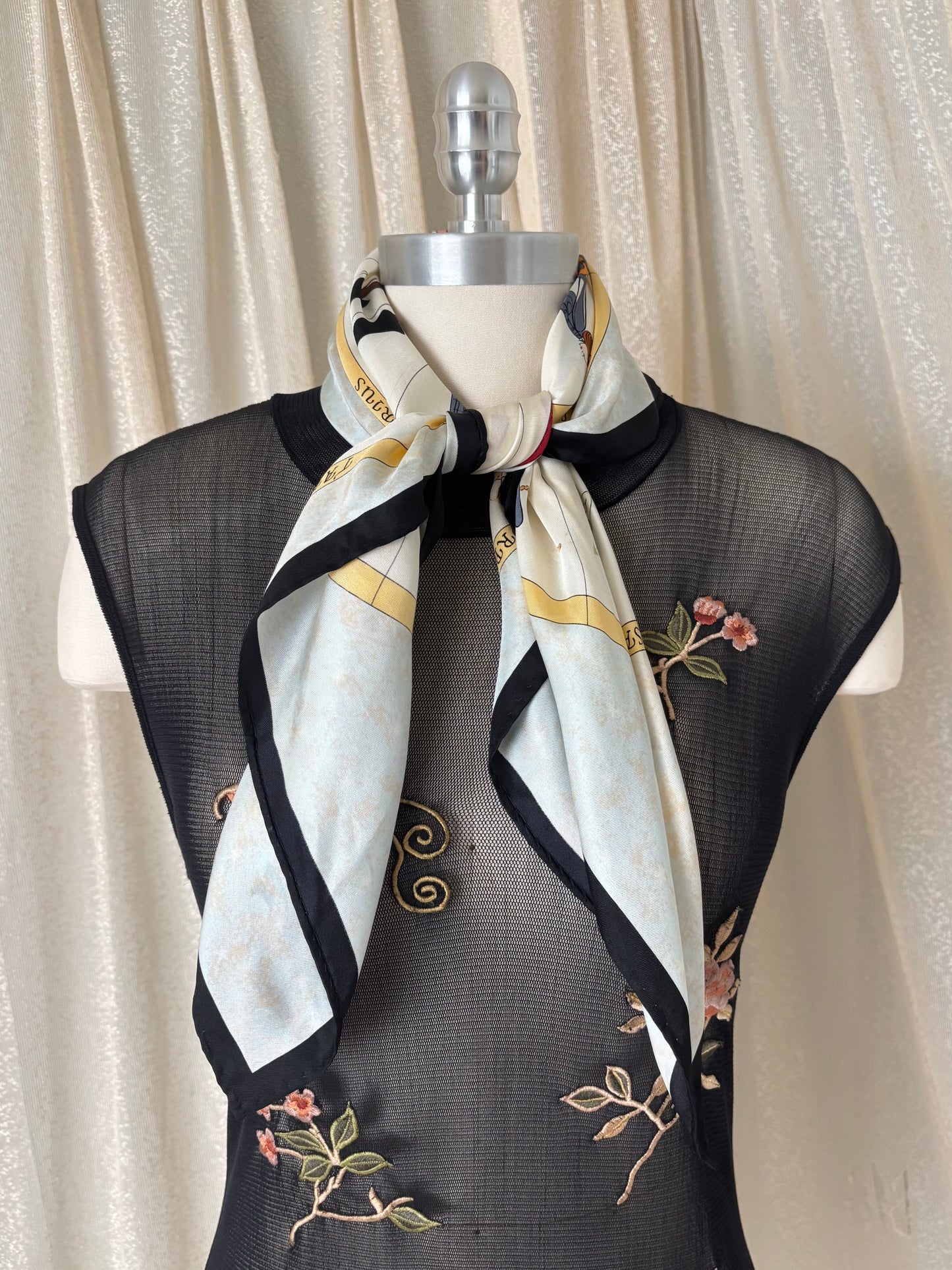 Vintage Talbots whimsical zodiac silk scarf