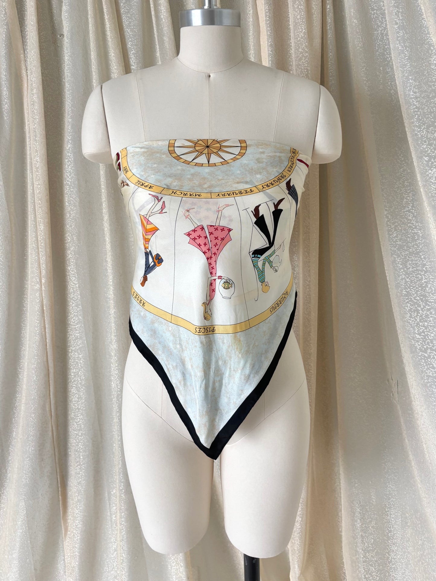 Vintage Talbots whimsical zodiac silk scarf