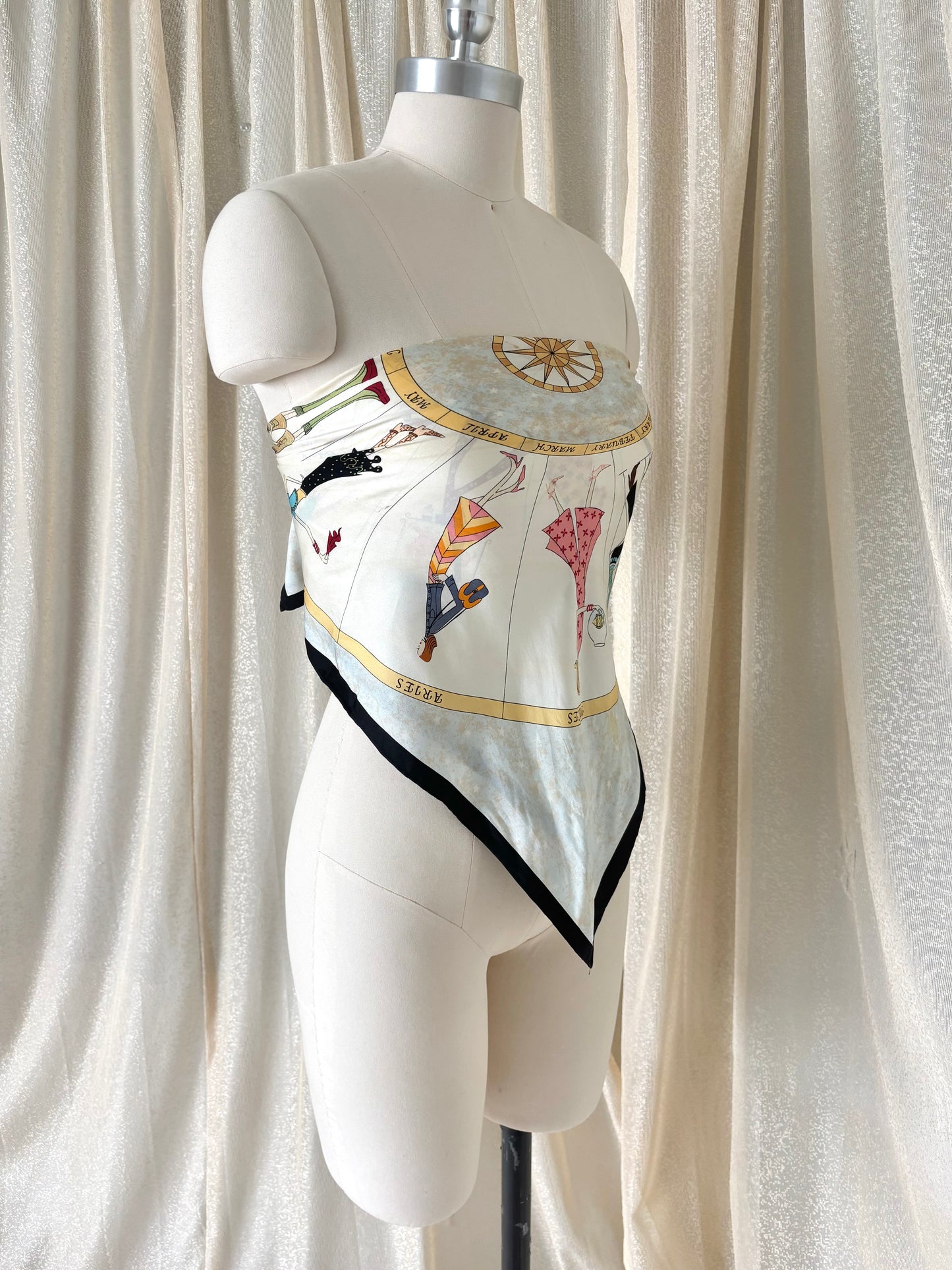 Vintage Talbots whimsical zodiac silk scarf