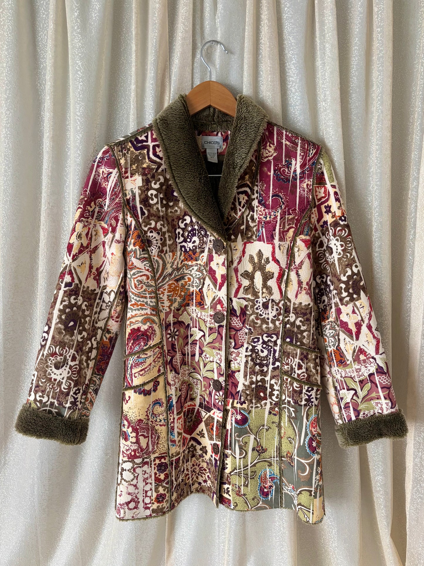 Vintage Chico's boho faux fur coat