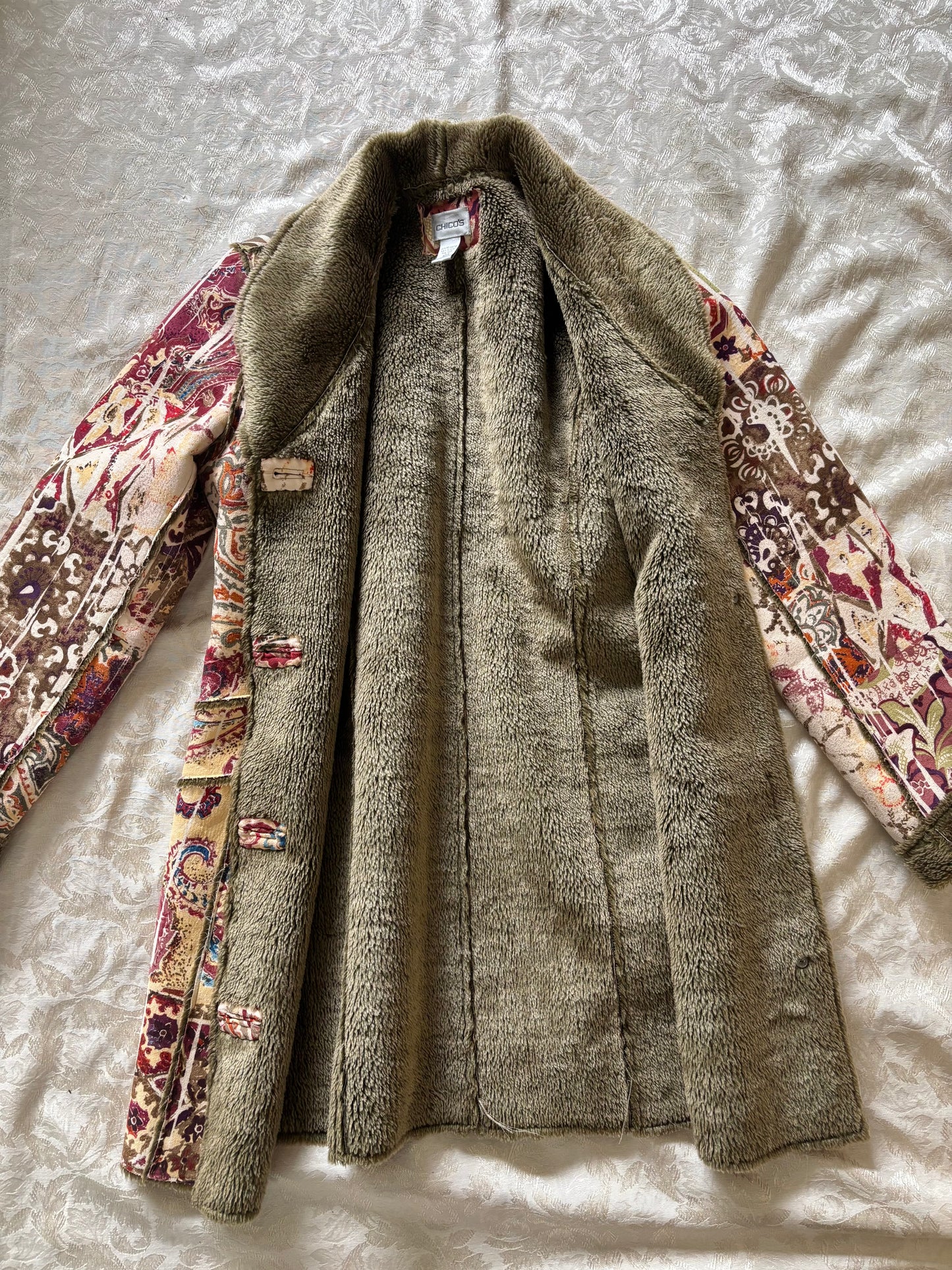 Vintage Chico's boho faux fur coat