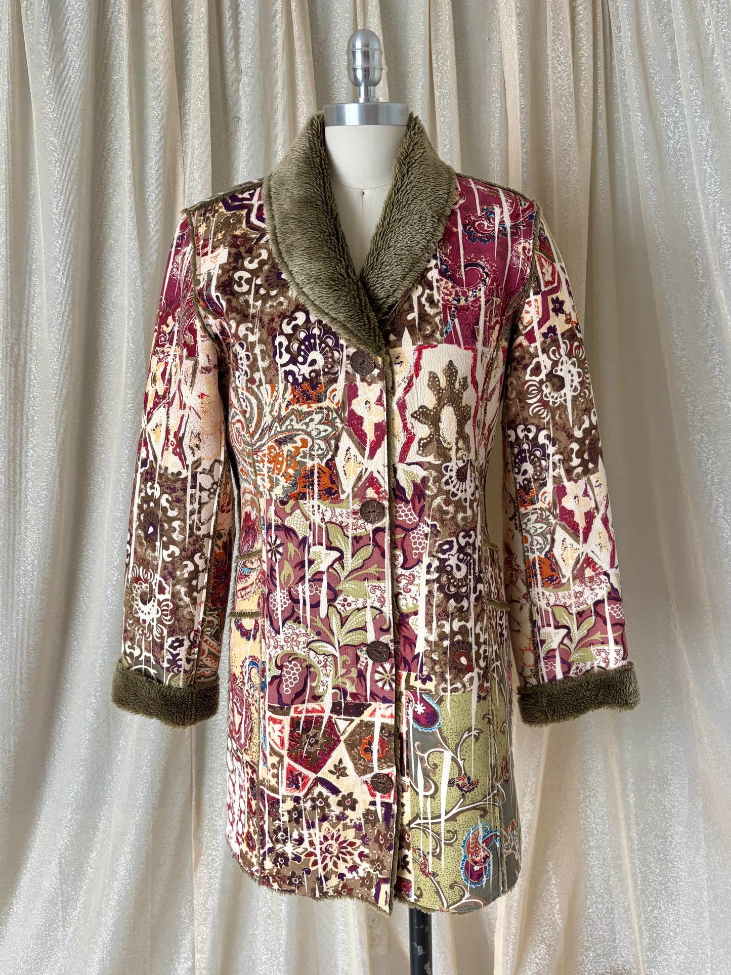 Vintage Chico's boho faux fur coat