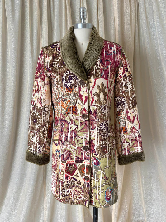 Vintage Chico's boho faux fur coat