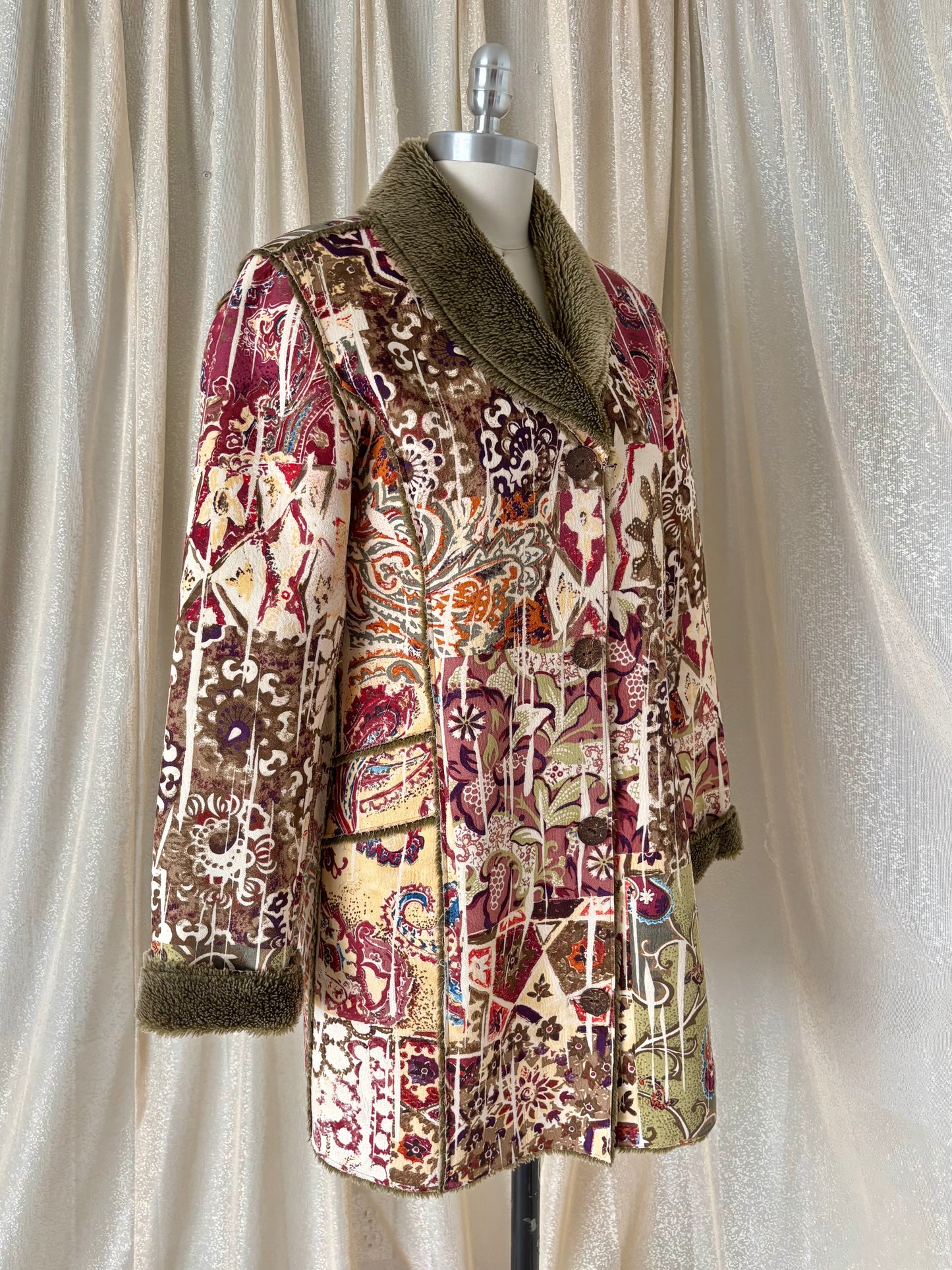 Vintage Chico's boho faux fur coat