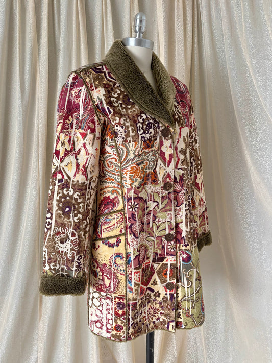 Vintage Chico's boho faux fur coat